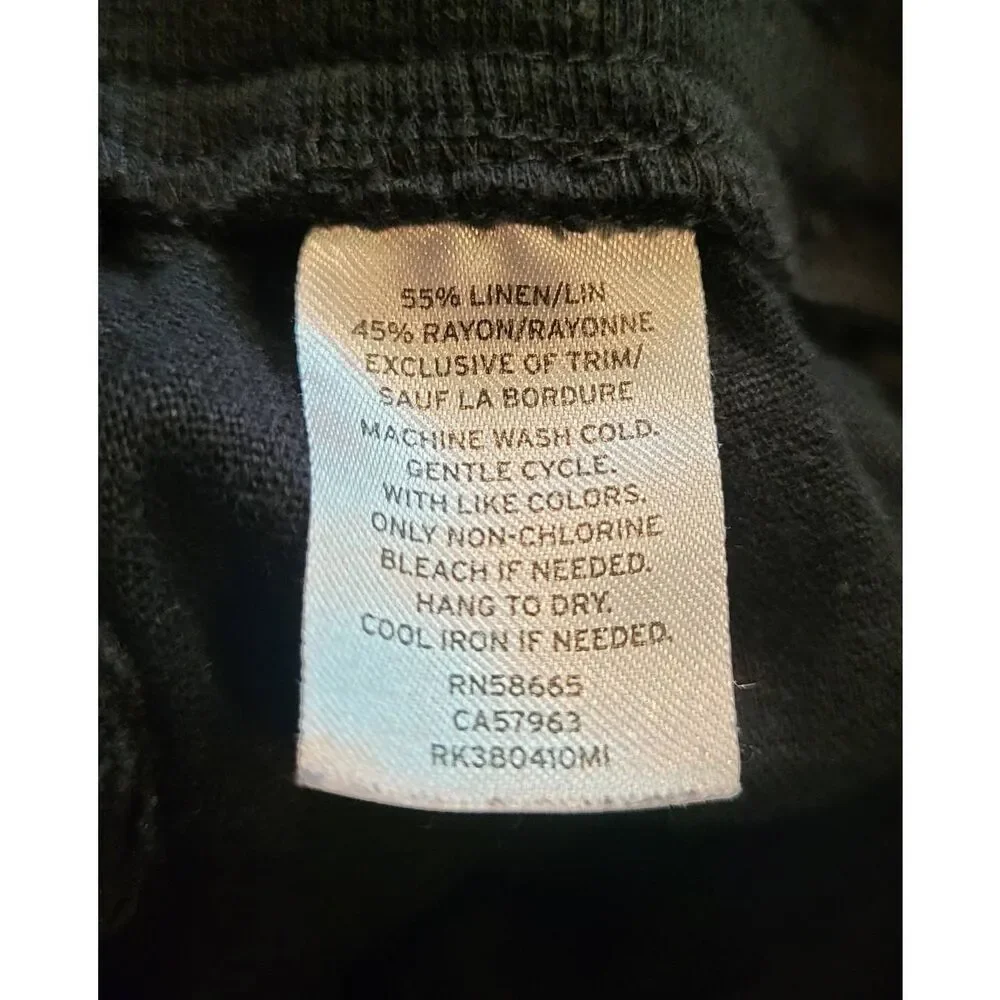 Nordstrom Susina Pants Women's XL Black Linen Blend Cropped Capri Summer Comfort
